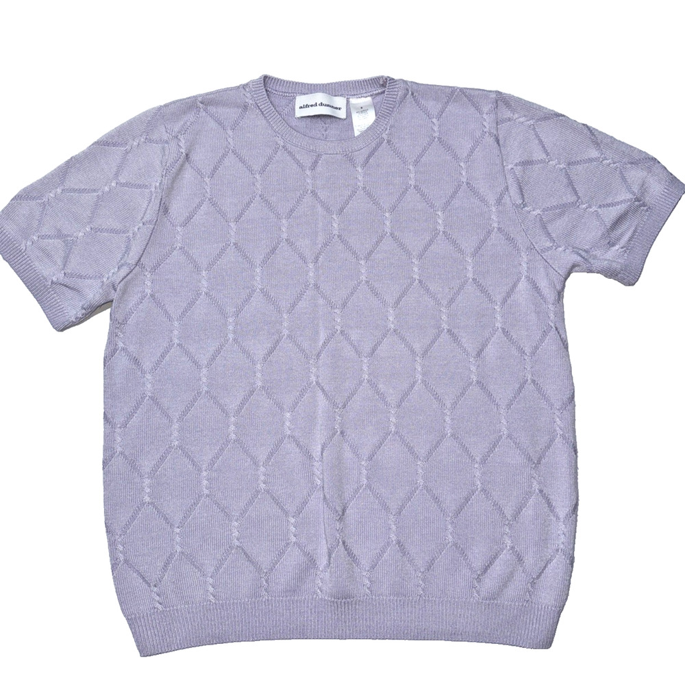 Vintage Alfred Dunner Dusty Purple Sweater Top Short Sleeve Size Small Very Nice